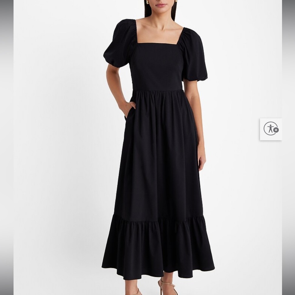 Express Black Puff Sleeve Maxi Dress